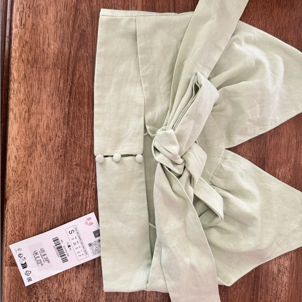 Zara Green Linen Crop Top - Picture 5 of 9